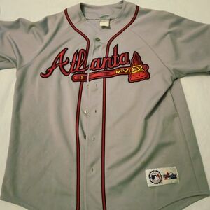 Majestic Gray and Red Atlanta Jersey